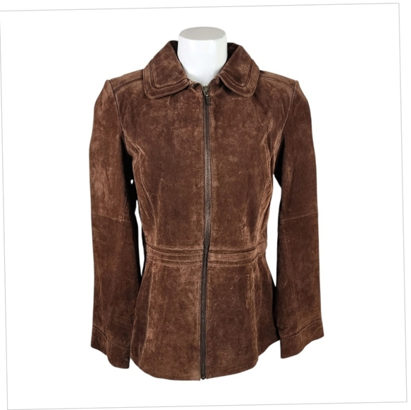 Vintage novelti Suede Jacket Full Zip Brown Size Medium Coastal Cowgirl - Picture 3 of 16